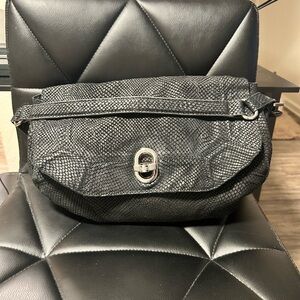 Aimee Kestenburg Rocco Lizard Embossed Black Leather Shoulder Bag